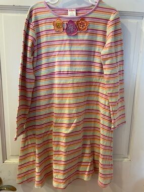 Gymboree Pastel Striped Dress with Floral Appliqués